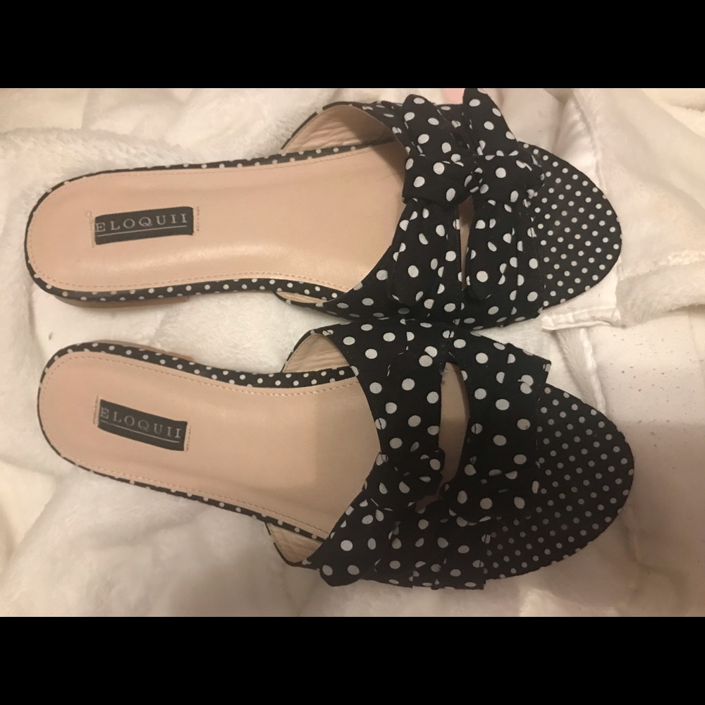 Black and white double bow polka dot slides!!